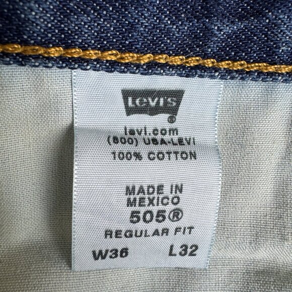Men's Levi’s 505 Straight Regular Fit Non Stretch Jeans Denim Size 36 x 32 Blue - Picture 10 of 12